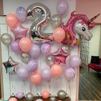 Композиция шаров на 2 года Сиреневый единорог
