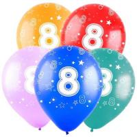Латексный шар Цифра 8 (звезды) пастель