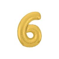 Фольгированная цифра 6 Золото Slim