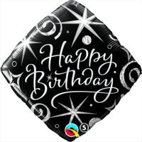 Фольгированный шар Happy Birthday, Искры Завитки