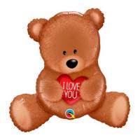 Фольгированный шар Медвежонок с сердцем ILY фигура