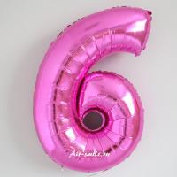 Фольгированная цифра 6 Розовая Pink
