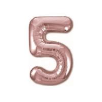 Фольгированная цифра 5 Розовое Золото Slim