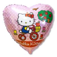 Фольгированный шар Hello Kitty на велосипеде