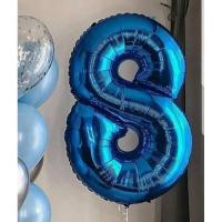 Фольгированная цифра 8 синего цвета