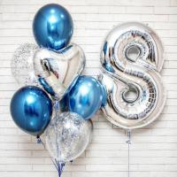 Композиция из шаров на 8 лет Серебро в ночи