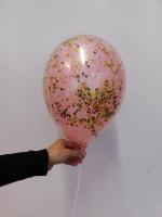 Шар в шаре с конфетти! розовый + золото с черным