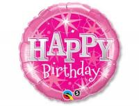 Воздушный фольгированный шар Happy Birthday Розовые звезды