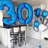 Шарики на юбилей мужчине 30 лет в синем цвете