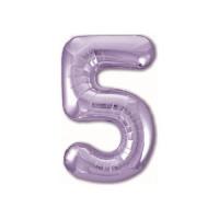 Фольгированная цифра 5 Сиреневый Slim