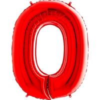 Фольгированный красный шар цифра 0 (101см)