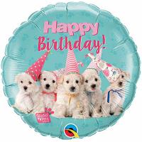 Фольгированный шар щеночки Happy Birthday