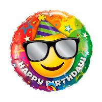 Шар Смайлик Happy Birthday Улыбка в очках