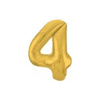 Фольгированная цифра 4 Золото Slim