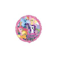 Фольгированный круг маленький Happy Birthday. My Little Ponyy
