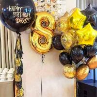 Сет золотых и черных шаров Happy Birthday
