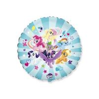 Фольгированный круг маленький My Little Pony, Дружные Лошадки, Голубой