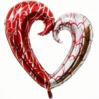 Фигура из Фольги Сердце Красный-Серебро (109см)