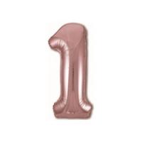 Фольгированная цифра 1 Розовое Золото Slim