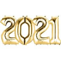 Цифры фольгированные 2021, золотые (воздух)