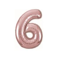 Фольгированная цифра 6 Розовое Золото Slim