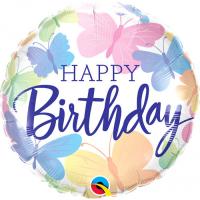 Круг Happy Birthday бабочки акварель для девочки