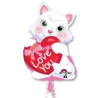 Шар фигура ILY Котенок с сердцем