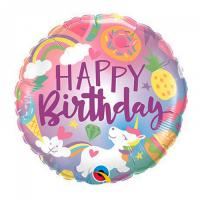 Шар Единорог Радуга Happy Birthday