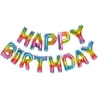 Надпись Happy Birthday радужный