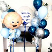 Комплект шаров на выписку мальчика с пупсом!